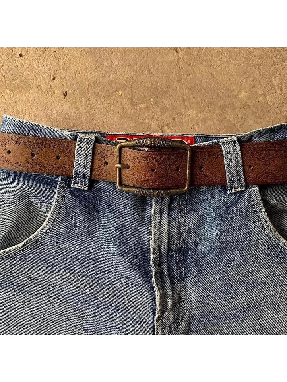 Vintage Western Brown Blue Belt 40 Inch